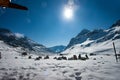 Alpine pass in switzerland, Julierpass in swiss alp with snow Royalty Free Stock Photo