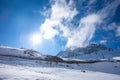 Alpine pass in switzerland, Julierpass in swiss alp with snow Royalty Free Stock Photo