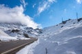 Alpine pass in switzerland, Julierpass in swiss alp with snow Royalty Free Stock Photo