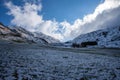 Alpine pass in switzerland, Julierpass in swiss alp with snow Royalty Free Stock Photo