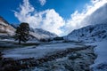 Alpine pass in switzerland, Julierpass in swiss alp with snow Royalty Free Stock Photo