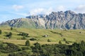 Alpine pastures in front of Dolomites Alpe di Siusi, South Tyrol Royalty Free Stock Photo