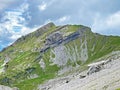 Alpine peak TwÃÂ¤riberg Twaeriberg or Twariberg of the mountain range First and in the Schwyz Alps mountain massif, Oberiberg Royalty Free Stock Photo