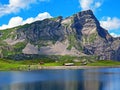 Alpine peaks Chli Haupt Murmelchopf and Haupt or BrÃÂ¼nighaupt Bruenighaupt oder Brunighaupt in the Uri Alps mountain massif Royalty Free Stock Photo