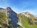 Alpine peaks of Esel and Rosegg in the Swiss mountain range of Pilatus and in the Emmental Alps, Alpnach - Canton of Obwalden Royalty Free Stock Photo