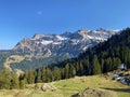 Alpine peaks Klimsenhorn, Esel, Tomlishorn and Widderfeld in the Mountain massif Pilatus or Mount Pilatus, Eigenthal