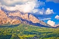 Alpine peaks and landscape of Cortina d` Ampezzo in Dolomites Alps view Royalty Free Stock Photo