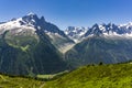 Alpine peaks of the Mont Blanc massif in June
