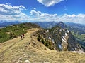 Alpine peaks of Schimberig and Risetestock in the Emmental Alps and west of the Pilatus mountain range, Alpnach - Switzerland