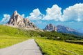 Alpine road in mounts. Panoramic Landscape of Alpen road, Dolomites, Italy Royalty Free Stock Photo