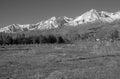 Alpine scene with snow capped mountains Royalty Free Stock Photo