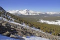 Alpine scene with snow capped mountains in Yosemite National Park Royalty Free Stock Photo