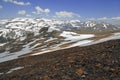 Alpine scene with snow capped mountains in Yosemite National Park