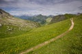 Alpine scenery of Italian Dolomites. Trail from Passo Giau to Lago di Federa