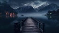 Alpine Serenity: Jetty Reflections in Foothills Lake