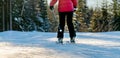 Alpine skier alone in the slopes of an alpine skiing resort