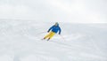 Skier on piste in high mountains Royalty Free Stock Photo