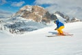 Alpine skier on slope at Cortina