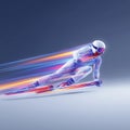 alpine skiing banner. alpine skiing dynamic wallpaper with colorful light trails on a dark background Royalty Free Stock Photo