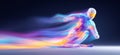 alpine skiing banner. alpine skiing dynamic wallpaper with colorful light trails on a dark background Royalty Free Stock Photo