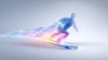 alpine skiing banner. alpine skiing dynamic wallpaper with colorful light trails on a dark background Royalty Free Stock Photo