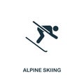 Alpine Skiing icon. Premium style design from winter sports icon collection. UI and UX. Pixel perfect Alpine Skiing icon for web d Royalty Free Stock Photo