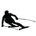 Alpine Skiing Silhouette isolated on white background Royalty Free Stock Photo