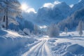 Alpine solitude Tranquil snowshoe scenes with breathtaking winter landscapes