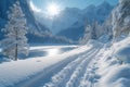 Alpine solitude Tranquil snowshoe scenes with breathtaking winter landscapes