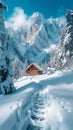 Alpine solitude Tranquil snowshoe scenes with breathtaking winter landscapes