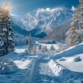 Alpine solitude Tranquil snowshoe scenes with breathtaking winter landscapes