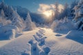 Alpine solitude Tranquil snowshoe scenes with breathtaking winter landscapes