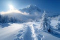 Alpine solitude Tranquil snowshoe scenes with breathtaking winter landscapes
