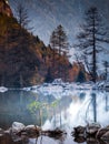 Alpine stream - evening reflections Royalty Free Stock Photo