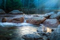 Alpine stream - evening reflections Royalty Free Stock Photo