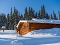 Alpine-style hotel in the ski resort Gornaya Salanga. Chalet in the snow