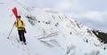 Alpine touring skier in winter mountain