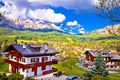 Alpine town of Cortina d` Ampezzo in Dolomites Alps view Royalty Free Stock Photo