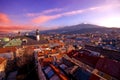 Alpine town in sunset Royalty Free Stock Photo