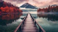 Alpine Tranquility: Jetty on a Serene Mountain Lake