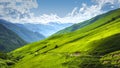 Alpine valley landscape. Scenery mountains on sunny bright day. Mountain landscape in Svaneti region of Georgia. Scenic Caucasus Royalty Free Stock Photo