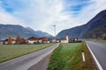 Alpine village on a cloudy autumn day. Dorf, municipality of Laengenfeld, Tyrol, Austria Royalty Free Stock Photo
