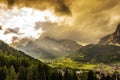 Alpine village in Dolomites Royalty Free Stock Photo