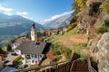 Alpine village in the fall. Stulles, South Tyrol, Italy