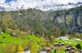 Alpine village Lauterbrunnen in Switzerland Royalty Free Stock Photo