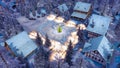 Alpine village at snowy Christmas night top view Royalty Free Stock Photo