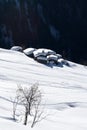 Alpine village under snow Royalty Free Stock Photo