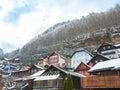 Alpine villages Hallstat in Austria winter season snow moutain colorful house Royalty Free Stock Photo