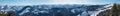 Alpine winter landscape - panorama view from Hartkaiser mountain, austrian ski resort