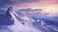 Alpine winter landscape during sunset or sunrise. beautiful soft light snow covered Mountains. Beautiful view of a mountain range Royalty Free Stock Photo